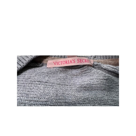 Victoria Secret Pink Sweater Women's Size: M Gray Pullover Knit Long Sleeve - Picture 9 of 9